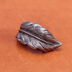 Men Heavy Long Silver Leathercraft 2pc Set Feather Belt Buckle Fits 31mm Strap