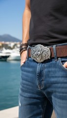 Men Silver Metal Rodeo Horse Belt Buckle Western Fashion Cowboys Casual Day Wear