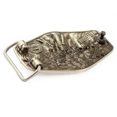 Warship done! German silver belt buckle, ukrainian trident, russian combat ship