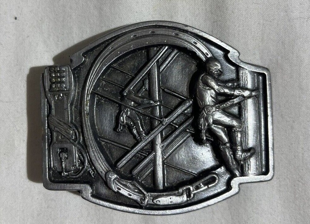 VTG Siskiyou Co. Belt Buckle Telephone Linesman Industry Workers USA 1988 RARE