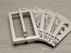 Belt Buckle Poker Royal Flush with Revolving Ace, Metal, Westside CA