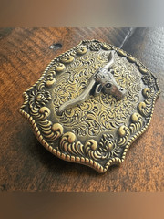 Western Steer Head Belt Buckle Antique Brass Silver Tone