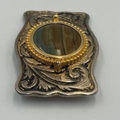 Vintage Western Belt Buckle Two Tone Stone Center