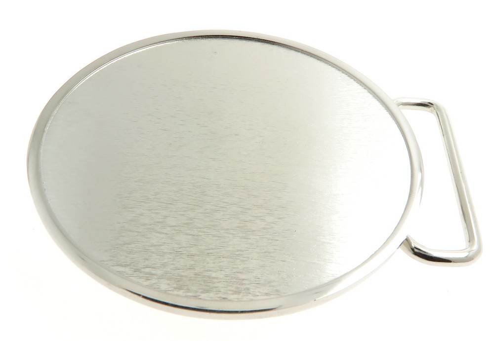 Chrome Bright Silver Blank Round Metal Belt Buckle