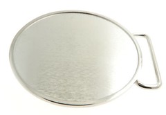 Chrome Bright Silver Blank Round Metal Belt Buckle