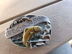 I&rsquo;d Rather Be Fishing Fish Jumping 1985 Siskiyou Vintage Belt Buckle B74