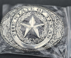 The State of Texas Flag Star Silver Belt Buckle