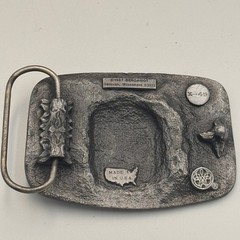 Vintage 1987 Bergamot Pewter Train Locomotive Belt Buckle X-45 Made in USA 3D