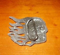 Flaming Skull Belt Buckle Blood Red Angry Skull Goth Halloween Biker Buckle