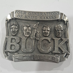 Buck Knives Silver Metal Belt Buckle Antique Finish 1.5in Logo MPN 950536