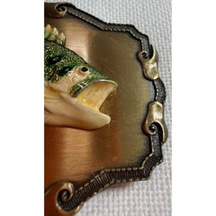 Vintage Raintree Bass Fishing Belt Buckle Enamel Largemouth Fish 1979 USA Made