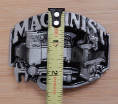 Machinist Tradesman Commemorative Belt Buckle Pewter finish black enamel inlay