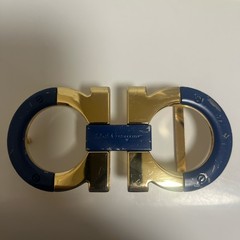 Salvatore Ferragamo Belt Buckle Gold and Navy blue fits belts 1.5” wide blemish