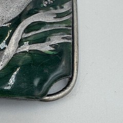 Vintage Humpback Whale Belt Buckle Green Enamel Silver Tone Nautical Marine Life