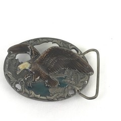 VINTAGE 1990 FLYING EAGLE C+J INC BELT BUCKLE MADE IN THE USA