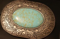 Blazin Roxx Western Belt Buckle Oval Turquoise Stone Silver 37902