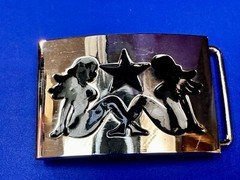 Double Mudflap Girls Belt Buckle Biker Tattoo Trucker Country Cowboy Motorcycle