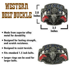 Texas Belt Buckle Gift Set – Longhorn Skull Texas Flag Western Belt Buckle