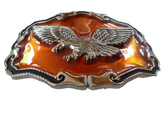 Mens Belt Buckle Mexican Flying Silver Eagle Orange Harley Biker Western Large