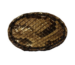 Rattlesnake Skin Belt Buckle Leather Back Vintage Western Cowboy