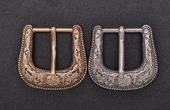 Western Cowboy Silver Flower Engraved Belt Pin Buckle 3pc/Set Fits 1-1/8&Prime; Strap