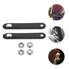 2Pcs Reusable Bellows Buckle Belt for Bass Accordion Instrument Black