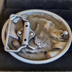 Loud Pipes Save Lives Belt Buckle Metal & Black Enamel Biker Motorcycle Engine