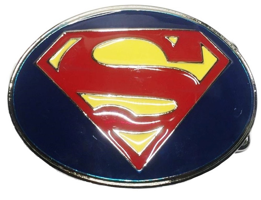 Superman « S » Logo Shield on Blue Background Metal/Enamel Belt Buckle