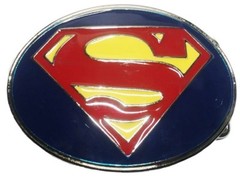 Superman « S » Logo Shield on Blue Background Metal/Enamel Belt Buckle