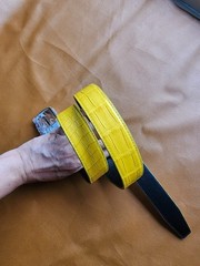 3..8CM Yellow 100% Genuine Leather Skin Men Silver Pin Buckle-Customize