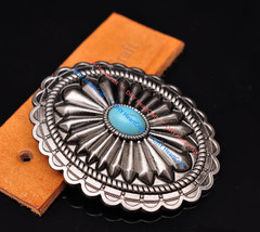 Huge Men&rsquo;s Vintage Southeast Western Cowboy Floral Turquoise Belt Buckle 40mm