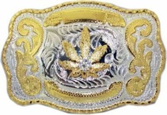 Oversize LARGE MARIJUANA Leaves Belt Buckle all Metal Silver Gold finish kush