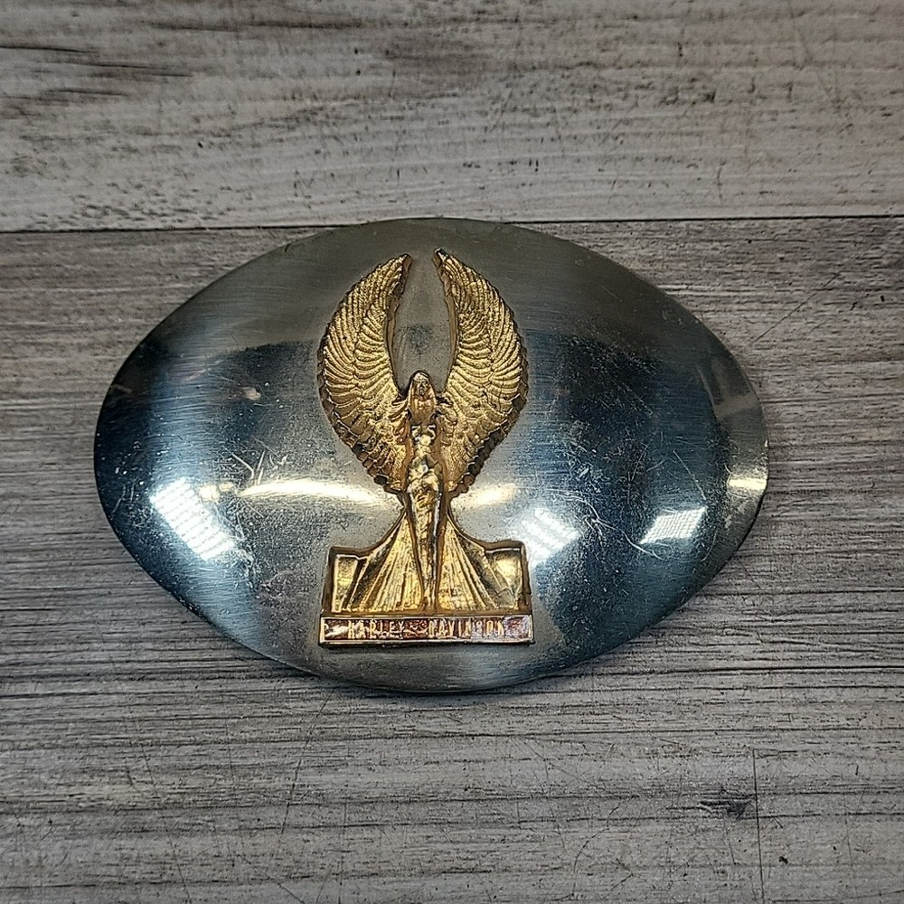 Vtg Harley-Davidson Woman With Wings 1982 Belt Buckle Silver/gold Tone