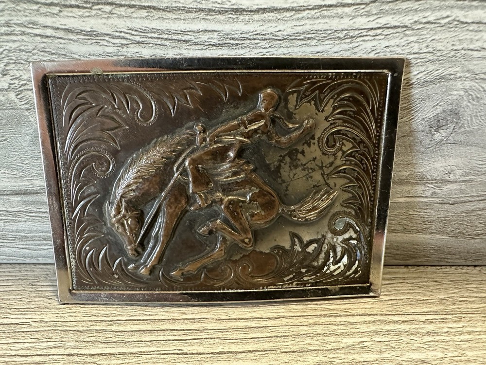 Vintage Belt Buckle Bucking Saddle Bronco Rider