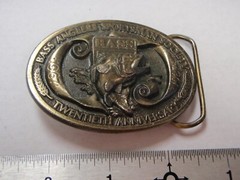Bass Anglers Sportsman Society 20th Anniversary Belt Buckle Made in U.S.A. 1987