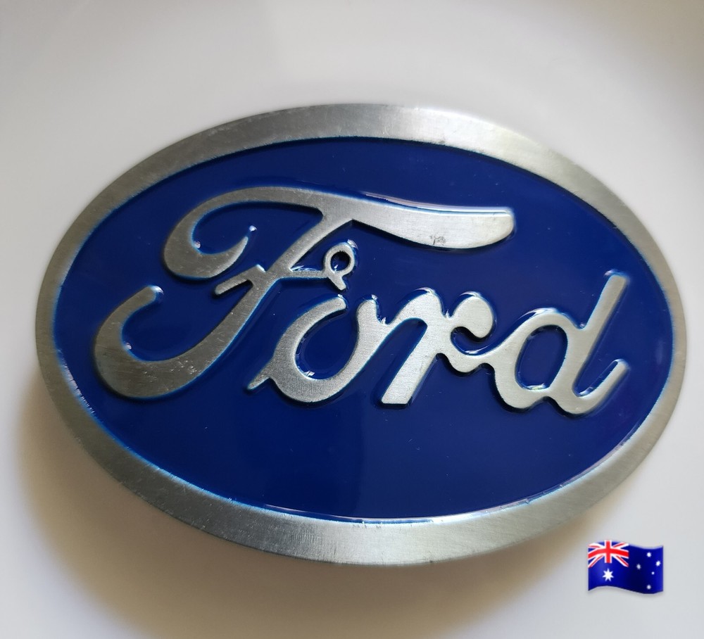 1pce Car Brand Belt Buckle Silver & Blue 10×6.9cm Suits Belt Width 4cm