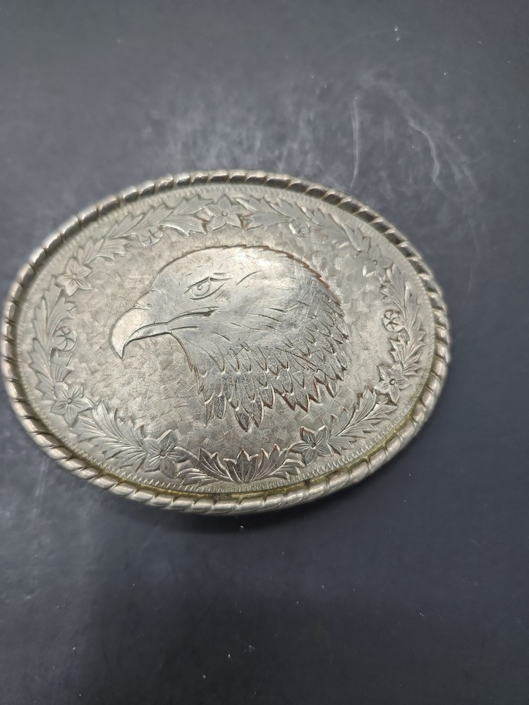 Eagle Leaf Silver Tone Belt Buckle – Marked W in Circle – Made in USA