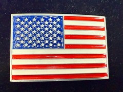 Patriots United States American Flag Star Strips Enameled Patriotic Belt Buckle