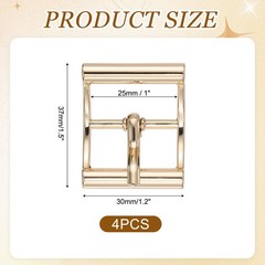 4Pcs Single Prong Belt Buckle 1&Prime; ID Curved Bow Buckle for Shoes, Light Gold