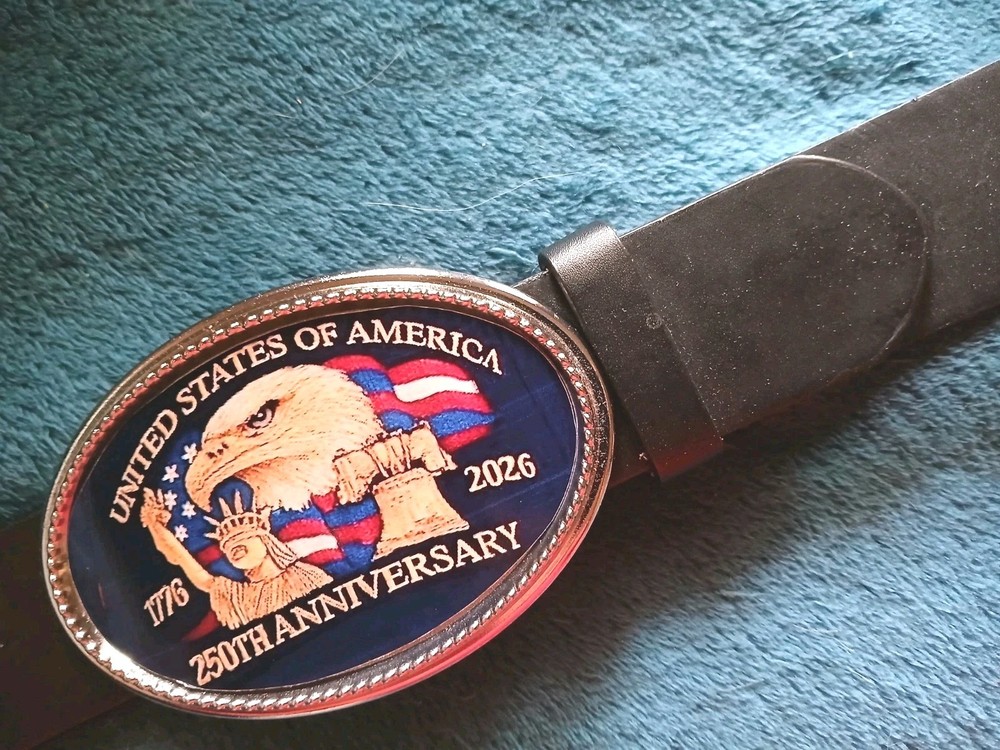 250th United States of America Anniversary Epoxy Buckle & Black Belt 1776-2026