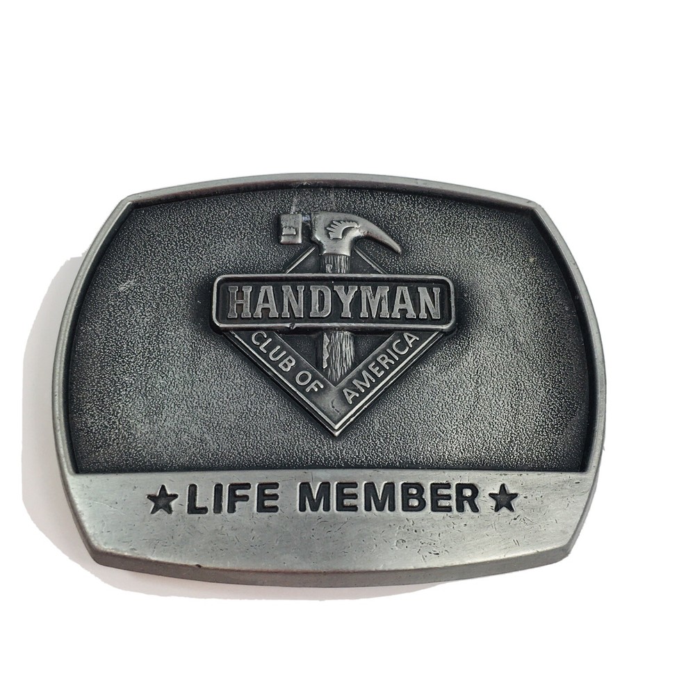 Handyman Club of America Life Member Vintage 1996 Belt Buckle Pewter Silver Tone