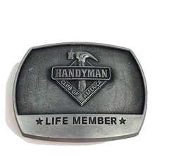 Handyman Club of America Life Member Vintage 1996 Belt Buckle Pewter Silver Tone