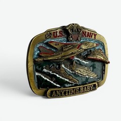 Vintage US Navy Anytime Baby 1983 The Great American Buckle Co Belt Buckle Mens