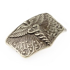 Medical german silver belt buckle Caduceus, Physician Medical Corps belt buckle