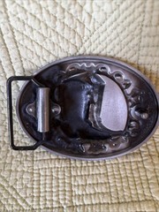 Vintage Western Cowboy Boots Belt Buckle Rope Scroll Design Silvertone 4×3”