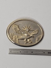 Vintage 80’s gold tone soaring eagle oval cowboy western belt buckle unisex