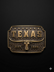 Vintage Bronze Texas Longhorn Belt Buckle – Est. 1836 Commemorative Edition