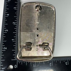 Vintage Western Style Oval Stone Belt Buckle Silver Tone Woven Pattern