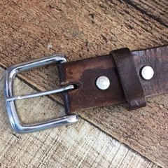 US Army Vintage Brown Leather Buckle Belt Mens One Size