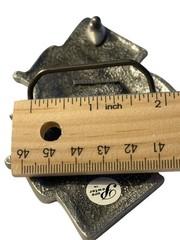 Horseshoe 8 Ball Belt Buckle Checkered Flags Gambling Pewter NOS READ American